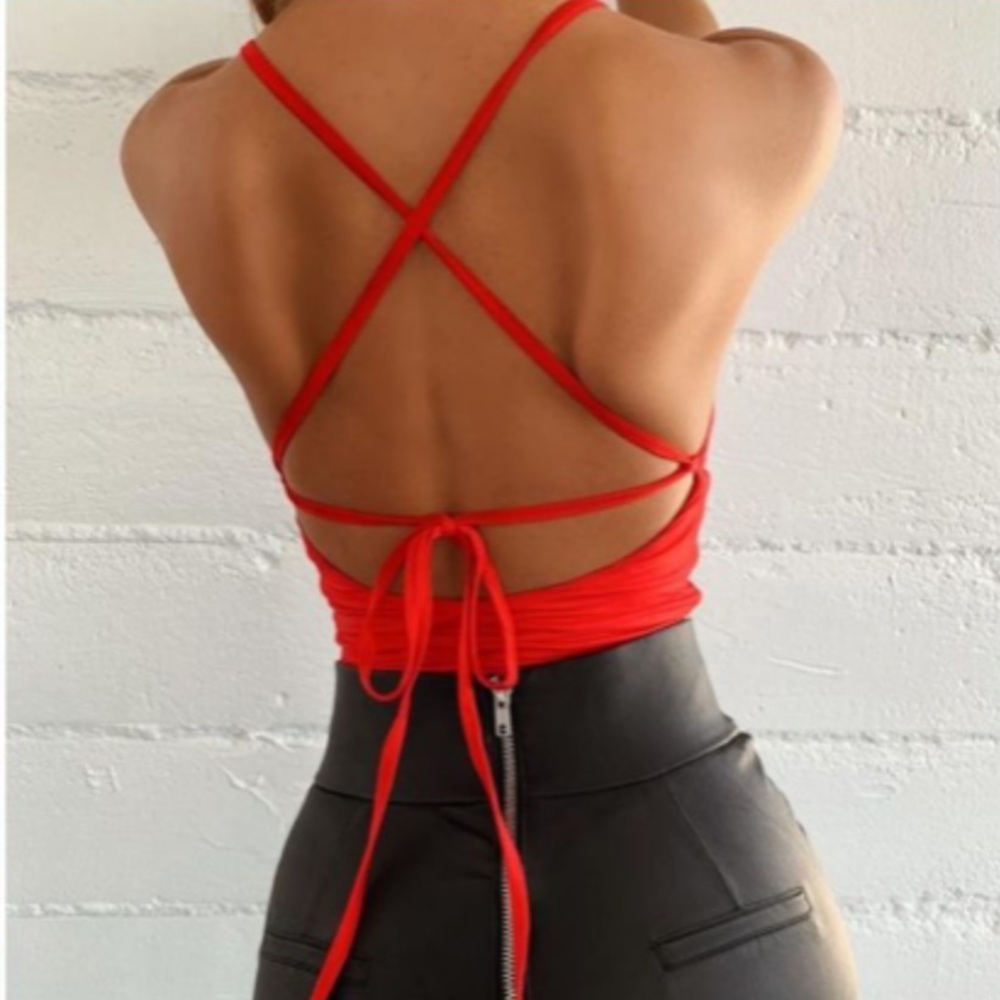 Open back Tiger Mist Bodysuit in red